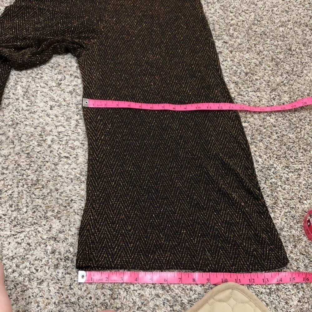 Francesca’s Collection Lush Wide Leg Jumpsuit Size Small Black Bronze Chevron - Picture 10 of 11